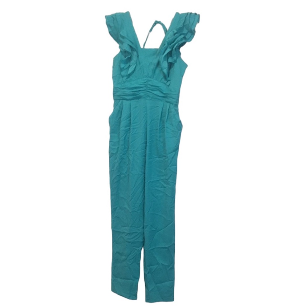 Vero Moda Jumpsuit turquoise ruffle sleeve size XS